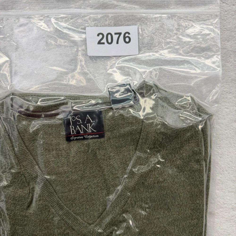 Jos. A. Bank Sweater Vest Mens XL Green Signature Collection Merino Wool V-Neck